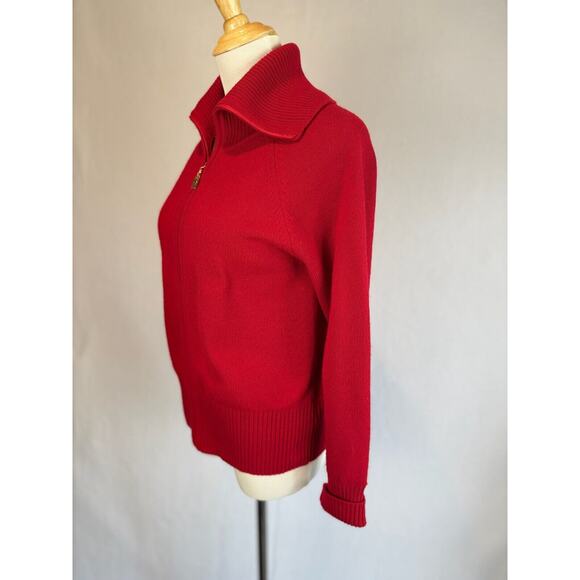 St. John Cashmere Full Zip Knit Cardigan Size P Petite 100% Cashmere Red - Picture 4 of 12